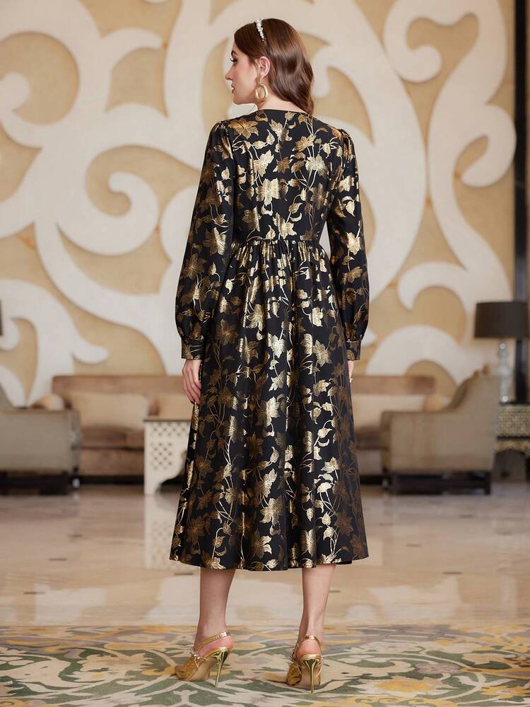 Women's Full Printed Lace Splice Dress Long Evening Dresses Fall Cloth For Women