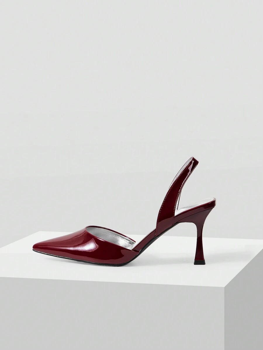 MOTF PREMIUM Zapatos de tacón de aguja elegantes con punta para mujeres, zapatos de salón para vacaciones en de verano - Burdeos - Ver 2