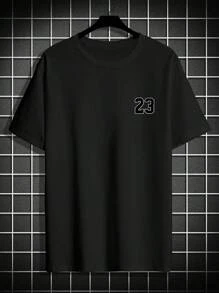 Manfinity EMRG Men's Letter Print Round Neck T-Shirt - Black - View 2