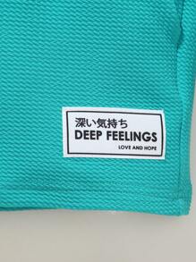 SHEIN 男童补丁短袖T恤和短裤套装 - 灰色 - 查看 4