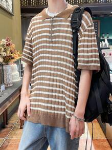 Manfinity Hypemode Men's Casual Striped Knitwear Sweater - Coffee Brown - View 4