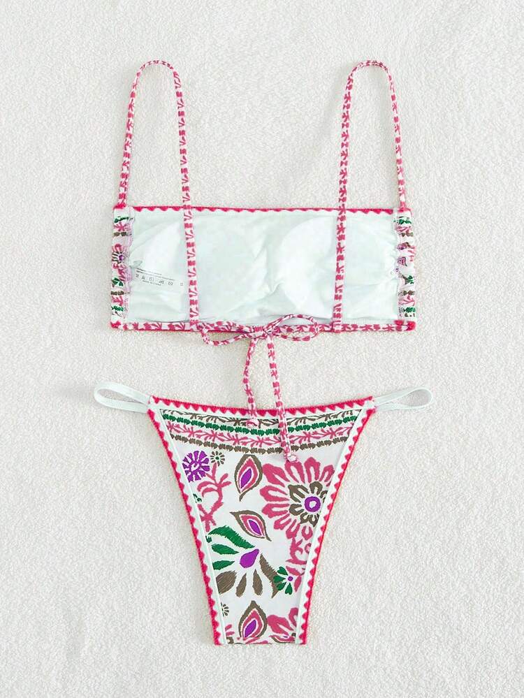 Summer Beach Flower Print Two-Piece Bikini Set Carnival