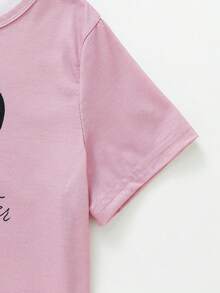 Cô gái Tween Tim & Lá thư In Ngắn tay Đầm - Bụi hồng - Xem 6