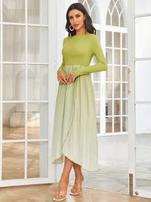 Seusyu Gradient Wrap Ruffle Hem Dress - Green - View 3