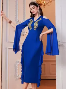 Modelyn Váy hở vai xẻ tay cho nữ - Màu xanh lam - Xem 4