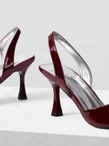 MOTF PREMIUM Zapatos de tacón de aguja elegantes con punta para mujeres, zapatos de salón para vacaciones en de verano - Burdeos - Ver 6