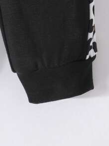 3pcs/Set Baby Boy Leopard Splice Sweatshirt With Pants, Autumn And Winter - Black - View 5