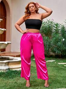 SHEIN SXY 大碼女士運輸褲 - 玫紅色 - 查看 4