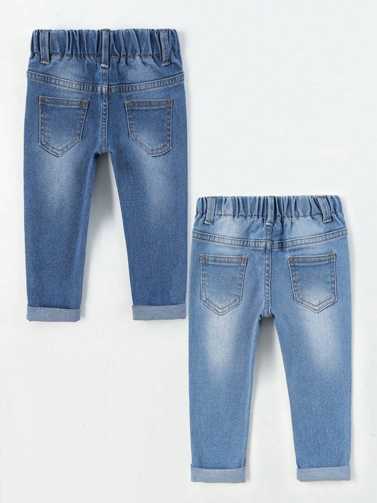 Baby Boys' Multi-Piece Stretch Denim Jeans With Distressed Details And Embroidery