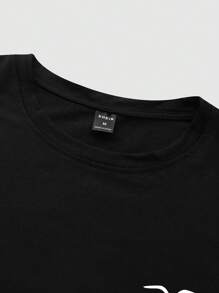 Manfinity Homme Men's Color-Contrasted Seagull Pattern Short Sleeve T-Shirt - Black - View 5