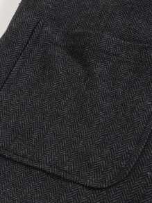 Manfinity Homme Men's Plain Herringbone Vest, For Husband - Black - View 6