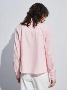 BizChic Women's Solid Color Long Sleeve Shirt, Urban Commute Office Wear, Business Casual, Elegant Ladies Formal Blouse, Fashionable Shirt For Outings - Pink - View 11