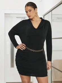 BizChic Plus Size Women'S Pleated Bodycon Dress - Black - View 4