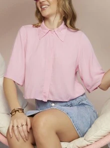 女士襯衫 - 粉色 - 查看 1