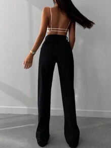SHEIN Tall Casual High Waist Straight Leg Jeans - Black - View 2