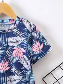 SHEIN 男孩叢林印花夏季短袖t恤 - 彩色 - 查看 4