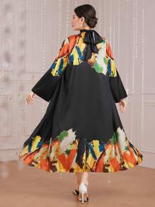 Modelyn Ladies' Contrast Color Bodycon Dress And Coat Set - Orange - View 2