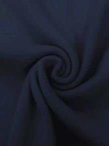 SHEIN Privé Solid Color Long Sleeve T-Shirt - Navy Blue - View 7