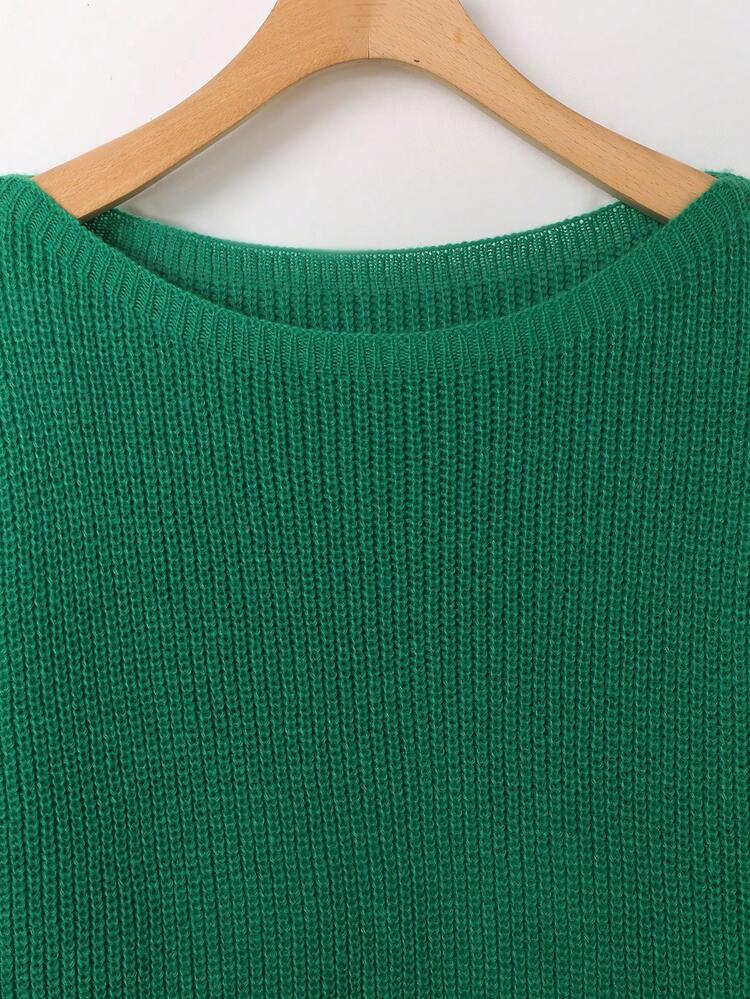 Women's Plus Size Solid Color Batwing Sleeve Sweater Knit Pullover Fall Winter