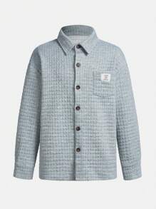 SHEIN Tween Boy Patch Detail Top And Pants 2pcs Set - Grey - View 8
