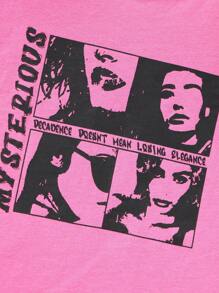 SHEIN Girls' Sports Knit Pullover With Round Neck Long Sleeves - Pink - View 4