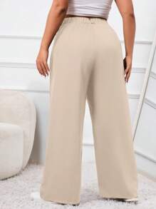 SHEIN CURVE+ Pantaloni da tailleur in vita alta di tinta unita per taglie forti