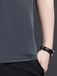 Nam Raglan Ngắn tay Áo polo - Màu xám đen - Xem 3