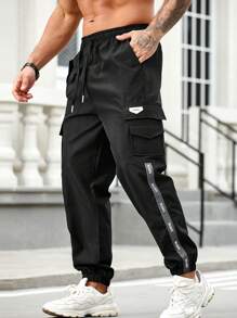 Men's Jogger Cargo Pants - Black - View 1