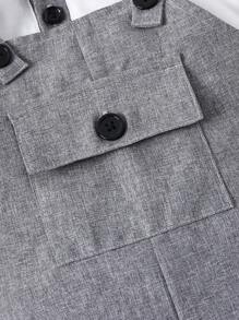 寶寶男孩可愛休閒拼色上衣與連身褲套裝 - 淺灰色 - 查看 7