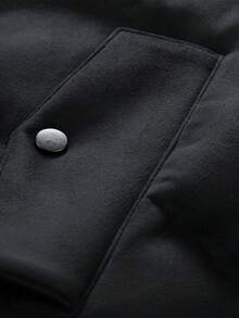 Men's Solid Color Stitching Zip-Up Padded Coat - Black - View 3