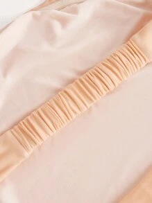 SHEIN Privé 女士褶皱露肩露背弹力网眼连衣裙，适合约会 - 香檳色 - 查看 6