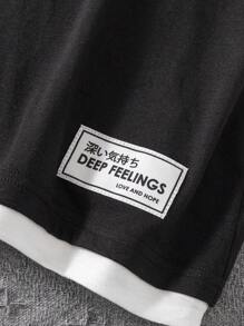 SHEIN Tween Boy Loose-Fit Casual Hooded 2 In 1 T-Shirt And Shorts Set - Black - View 5