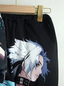 Boys Two-Piece Set Of Casual And Comfortable Cartoon Character Pattern Round Neck Sweatshirt And Sweatpants - Black - View 4