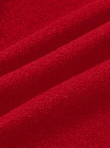 SHEIN Clasi Women's Large Lapel Long Sleeve Woolen Coat - Red - View 8