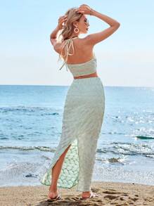 Aveloria Ladies' Halter Neck Top & Skirt Two-Piece Set Vacation Outfits Women, Cruise Outfit