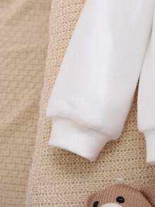 SHEIN Baby Boys' Letter Printed Hooded Drop Shoulder Sweatshirt And Pants Set - Orange - View 3