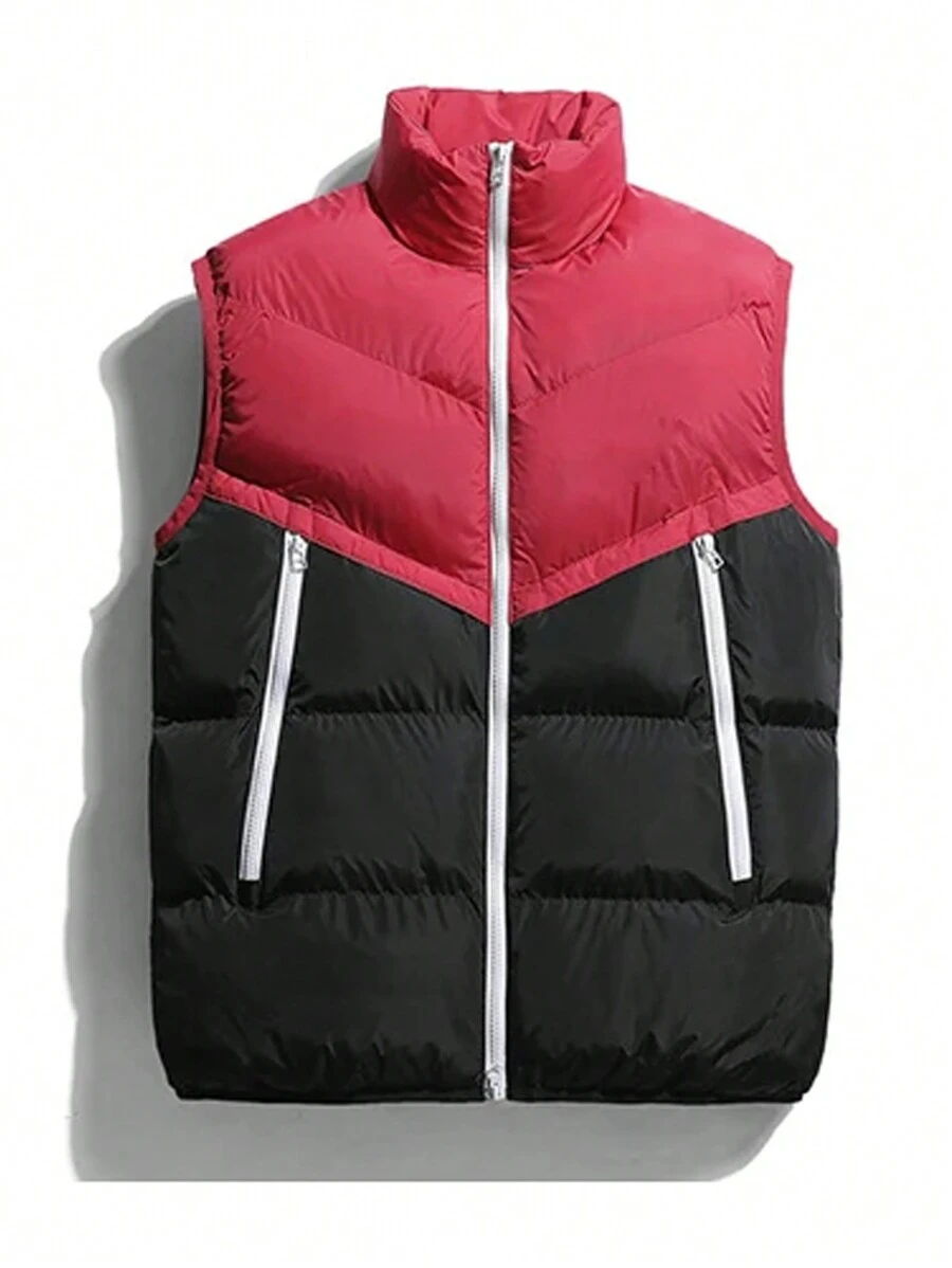 男士撞色羽绒背心，适合秋冬季节，保暖舒适 - 彩色 - 查看 1