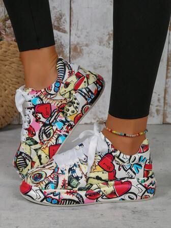 Fall/Winter Women/ Thick Sole Casual 3D Painted Sneakers