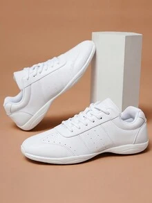 1pair Children's Pu Leather Dance Shoes For Gymnastics, Cheerleading And Athletic Dancing - White - View 2