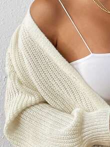 New Fashion Solid Color Women's V-Neck Button Knitted Cardigan,Long Sleeve Tops - Apricot - View 3