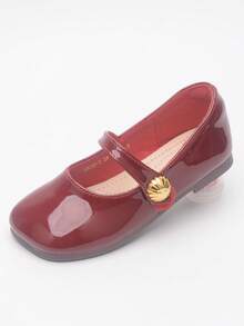 Girls' Mary Jane Princess Shoes, Red Flat Leather Shoes For Infant Baby Girls And Children - Burgundy - View 3