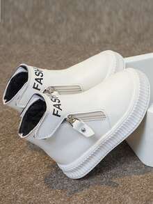 時尚百搭舒適透氣平底靴,適合女孩和兒童 - 米色 - 查看 5