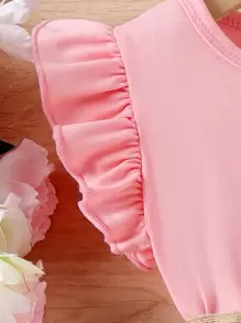 SHEIN 年輕女孩花卉印花褶邊裙