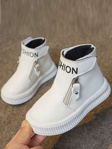 時尚百搭舒適透氣平底靴,適合女孩和兒童 - 米色 - 查看 7