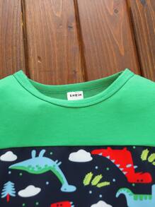 SHEIN Young Boy Dinosaur Printed 2pcs Outfit