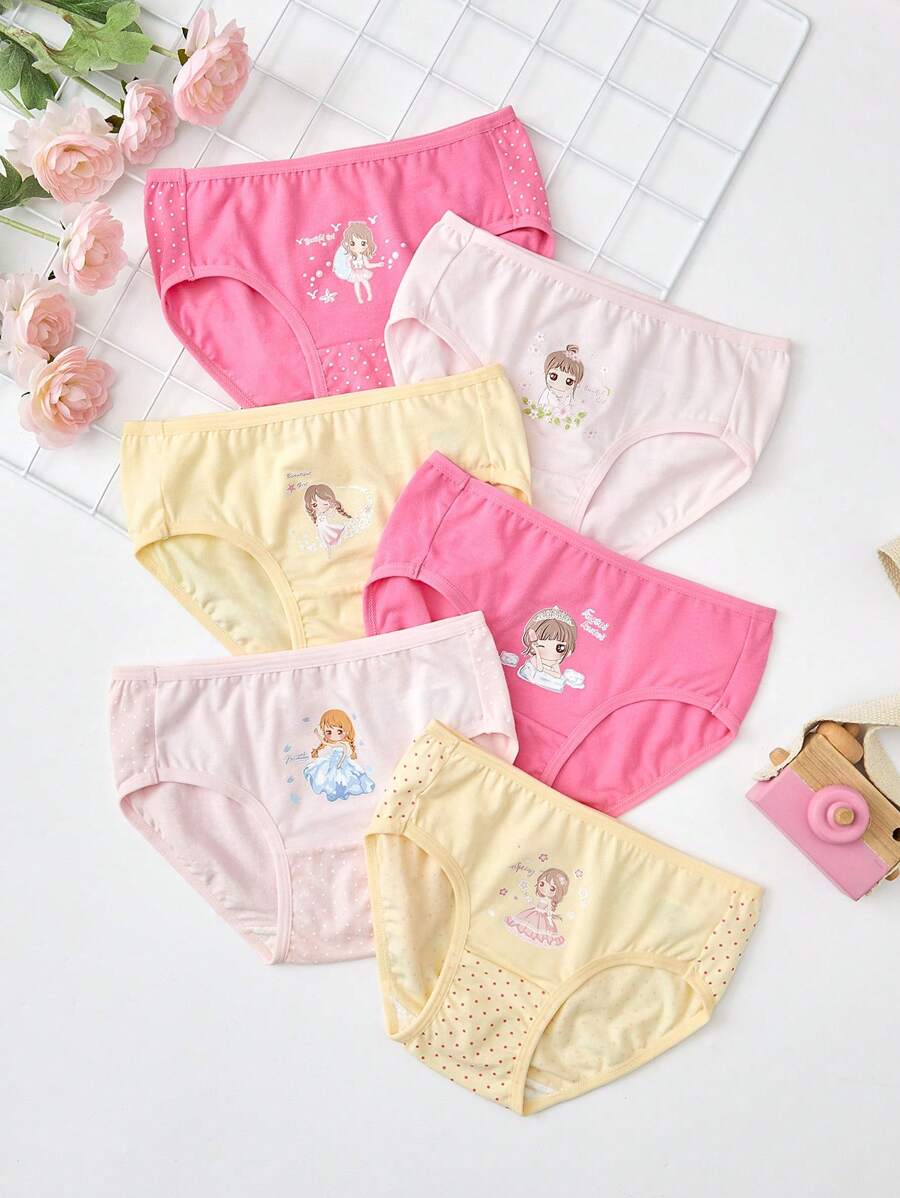 6条装女童可爱印花透气纯棉内裤，四季皆宜，穿着舒适