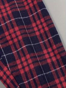 大碼休閒方格鈕扣襯衫帶口袋 - 紅色 - 查看 4