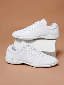 1pair Children's Pu Leather Dance Shoes For Gymnastics, Cheerleading And Athletic Dancing - White - View 6