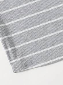 SHEIN EZwear Striped Rib-knit Tee