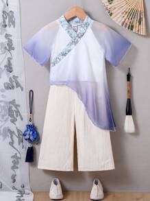 Baby Boys' Chinese Style Gradient Mesh Traditional Daily Hanfu For Spring/Summer